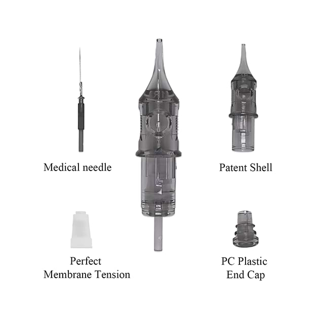 Agujas de tatuaje premium con caja blanca y gris de lujo