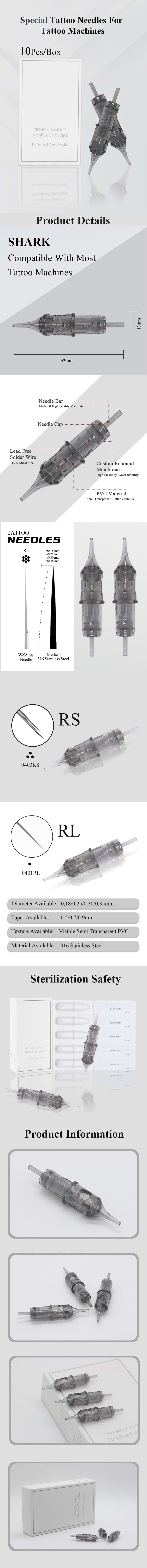 Agujas de tatuaje grises de caja blanca est&eacute;ril para m&aacute;quinas